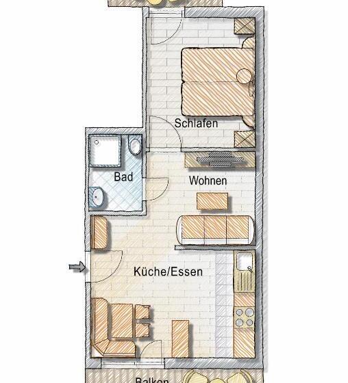 带1个卧室带观景的公寓, Mesnerhof Virgen