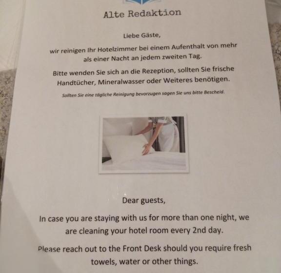 스탠다드 싱글 룸, Alte Redaktion