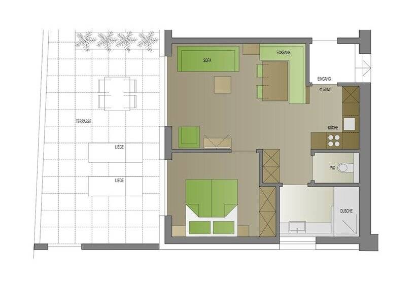 １ベッドルームアパートメント, Wally Berg Appartements