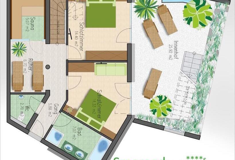 Lejlighed 3 Soveværelser, Apart Central – Premium Mountain&garden