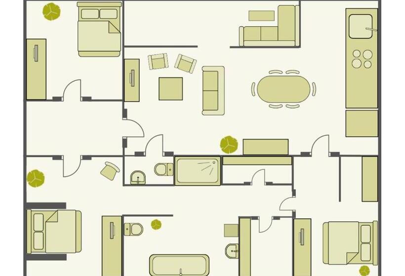 침실 3개 아파트, Aparthotel Am Zwinger