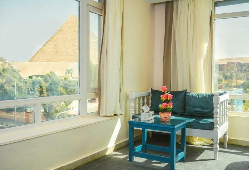 Standard Room King Size Bed, Turquoise Pyramids & Grand Egyptian Museum View