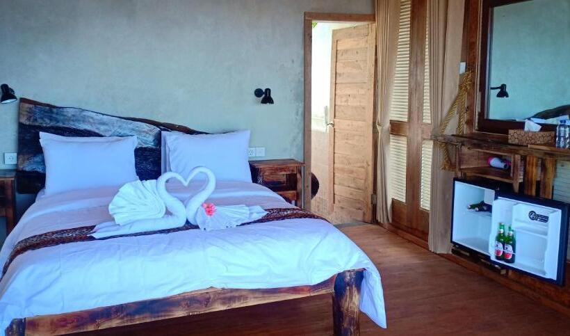 חדר סטנדרט נוף לים עם מרפסת, Yogi Beach Cabin