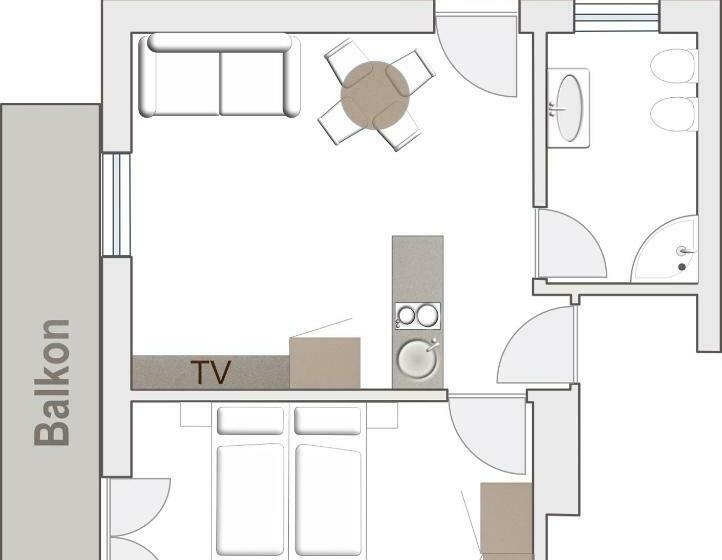 庭の見える１ベッドルームアパートメント, Garni Hotel Walburg