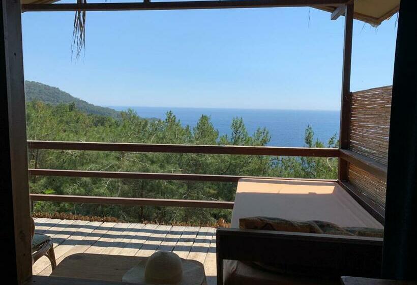 חדר דלוקס נוף לים, Honey Hill Faralya Forest Cabins By The Sea