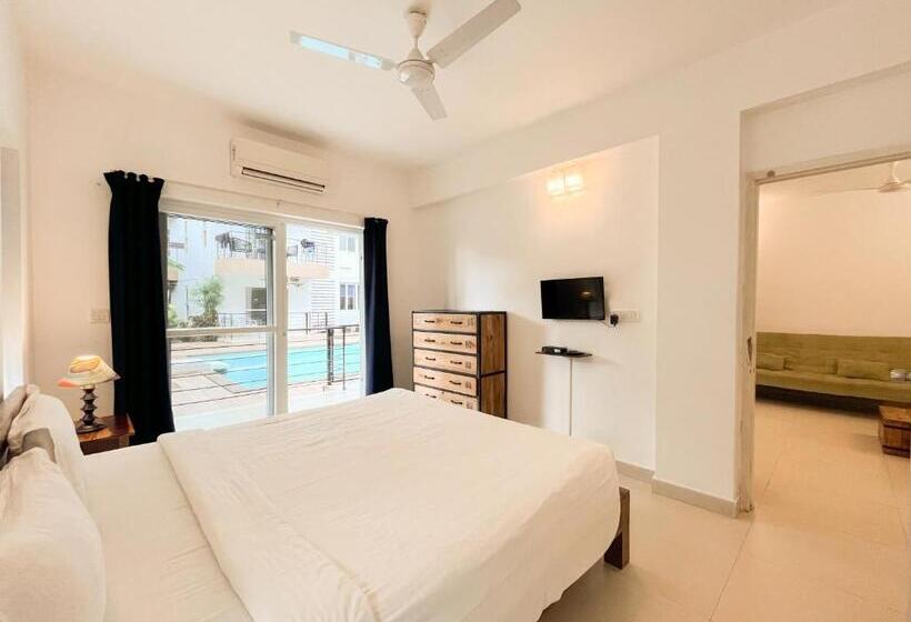 Апартаменты 1 Спальня Вид на Бассейн, Rainforest Enclave, Arpora 10 Mins To Baga Beach