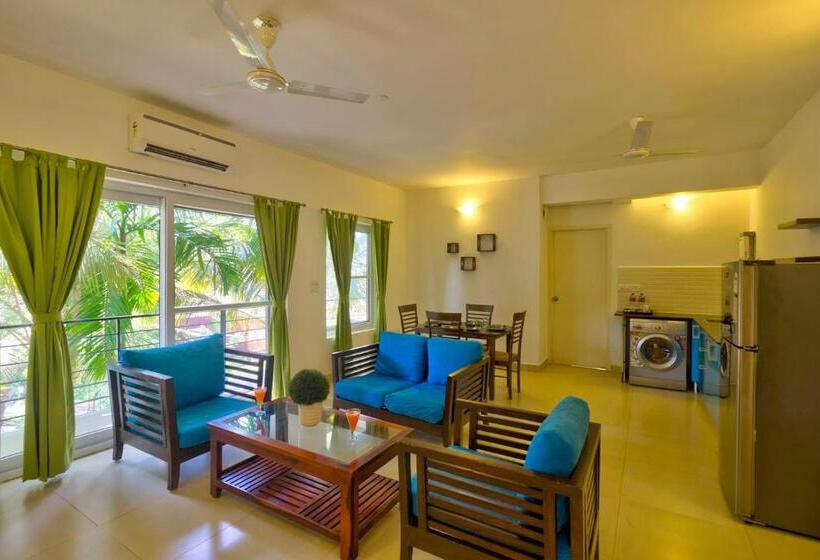带泳池景观及2个卧室的公寓, Rainforest Enclave, Arpora   10 Mins To Baga Beach