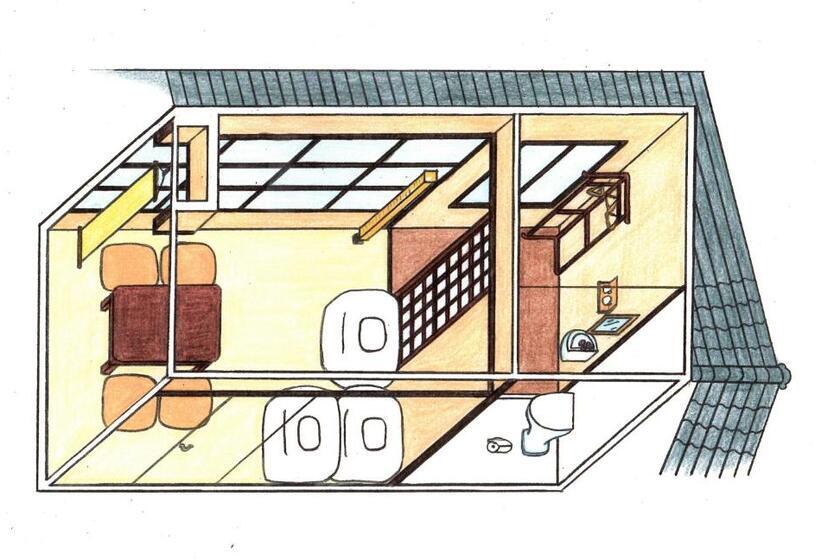 חדר סטנדרט לשלושה עם חדר אמבטיה משוף, Haruya Umekoji