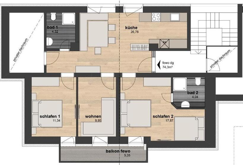 ２ベッドルームアパートメント, Spatla