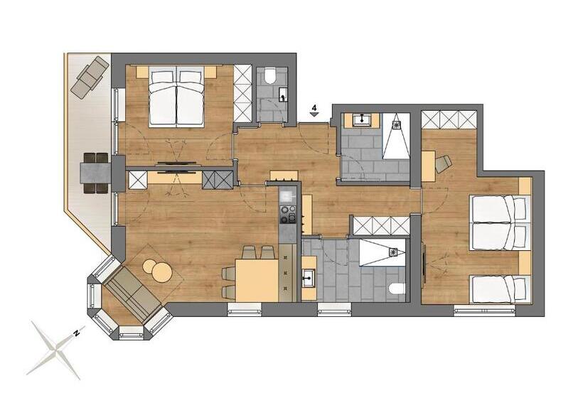 Апартаменты 2 Спальни, Apart Hotel Dreisonnenhof