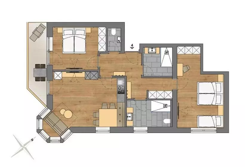 2ベッドルームアパートメント, Apart Hotel Dreisonnenhof