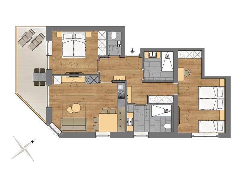 침실 2개 아파트, Apart Hotel Dreisonnenhof
