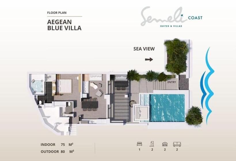 וילה בת חדר שינה 1, Semeli Coast Mykonos, Curio Collection By Hilton