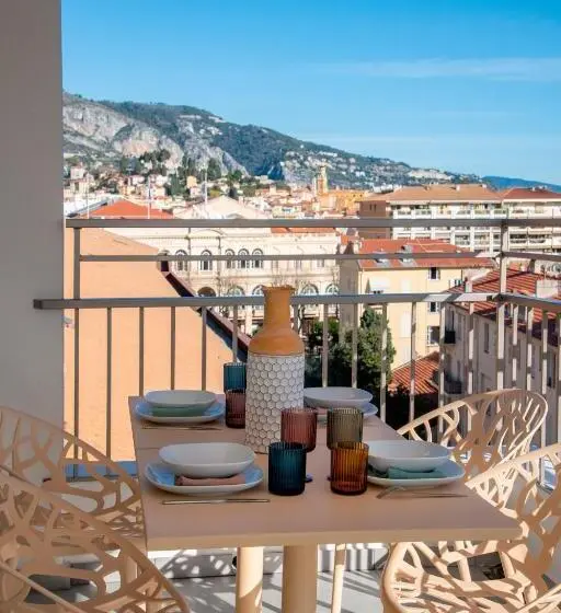 テラス付きスタンダードワンルーム, Résidence Hôtelière Chambord Au Coeur De Menton Entièrement Rénovée