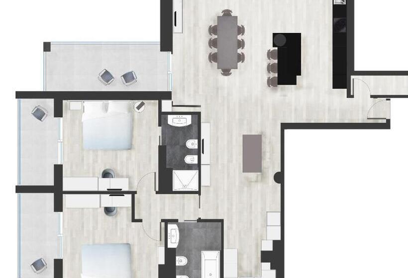 침실 2개 디럭스 아파트, Hesperia Hotel & Residence