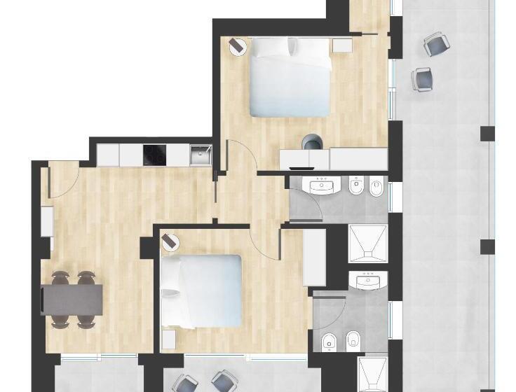 침실 2개 아파트, Hesperia Hotel & Residence