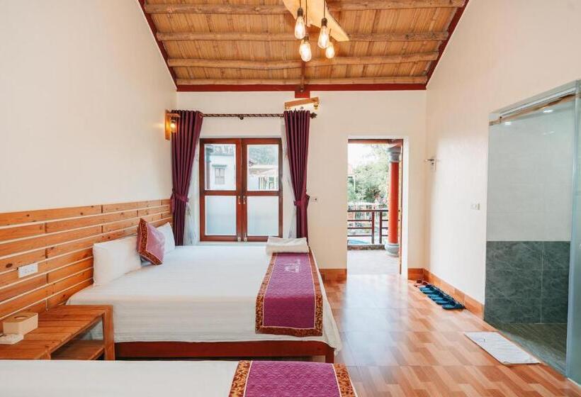 اتاق استاندارد چهارنفره با چشم‌انداز باغ, Tam Coc Lavender Homestay