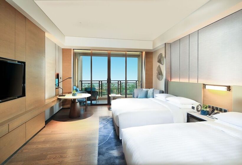스탠다드 룸 더블침대 측면 바다 전망, Xiamen Marriott Hotel & Conference Centre
