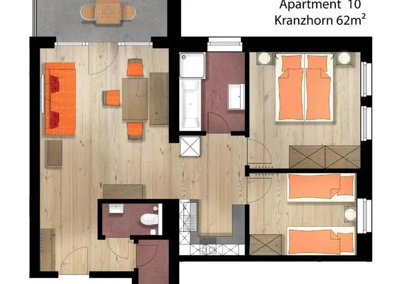 ２ベッドルームアパートメント, Pension Apartment Hödner
