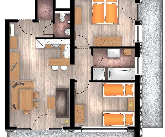 발코니가 있는 2 베드룸 아파트, Pension Apartment Hödner