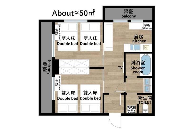 غرفة ديلوكس عائلية, Ostay Vermillion Namba