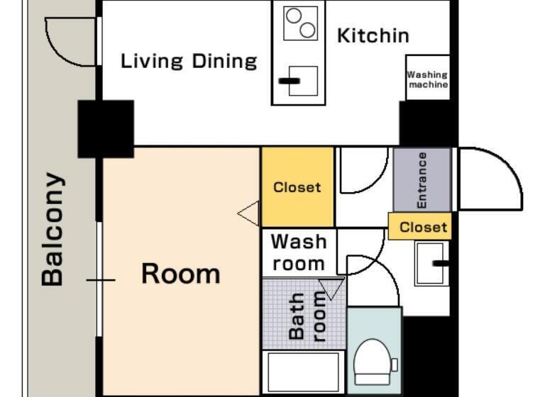 Апартаменты 1 Спальня, Meet Me Umeda Nishi