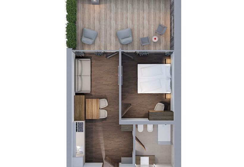 Апартаменты Пентхаус 1 Спальня, Aquila Dolomites Residence