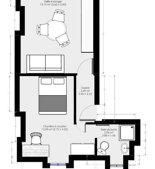 １ベッドルームアパートメント, Apparts Watteau