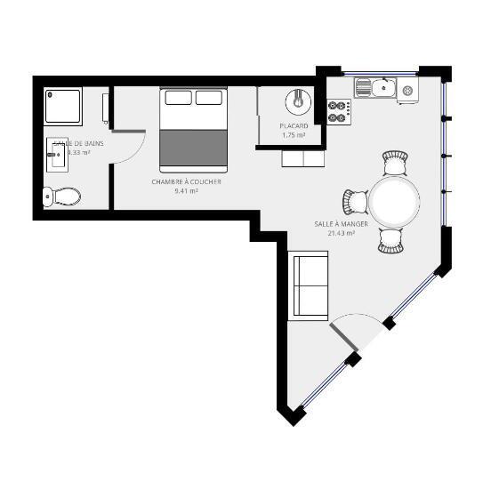 １ベッドルームアパートメント, Apparts Watteau