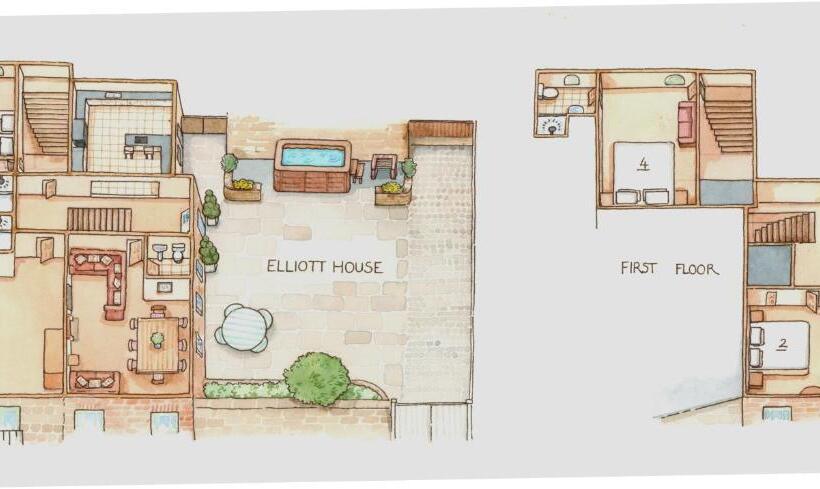 침실 4개 주택, Oakerthorpe Holiday Village