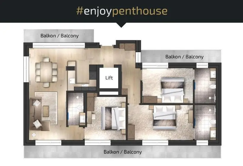 Apartamento em sótão com 3 quartos, Enjoy Ischgl