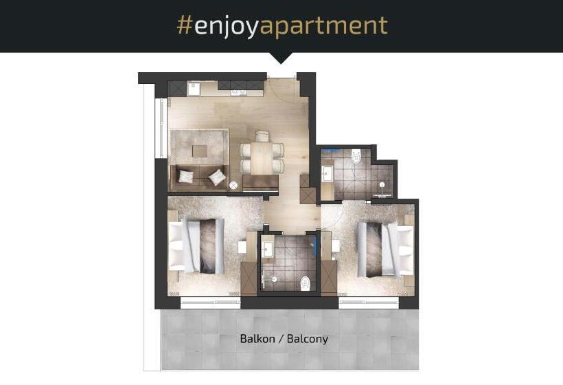 Апартаменты 2 Спальни с Балконом, Enjoy Ischgl