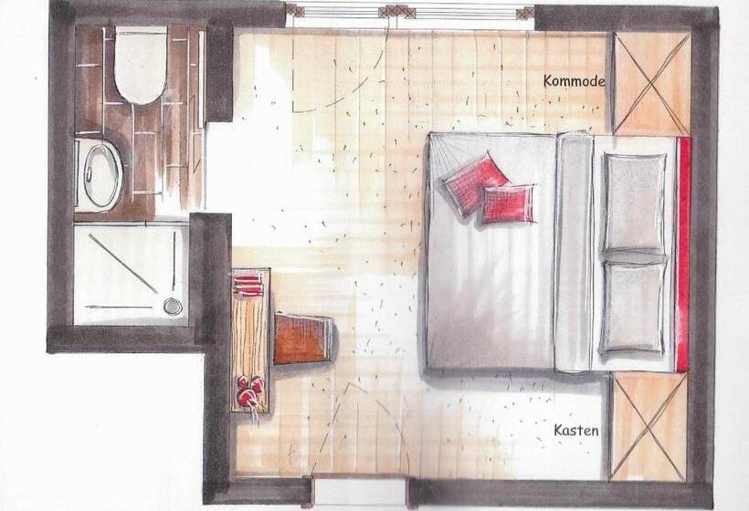 غرفة قياسية مزوَّدة بشُرفة, Naturpension Mühlhof