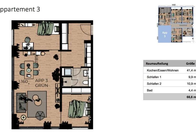 Апартаменты 2 Спальни, Boardinghome Oldenburg