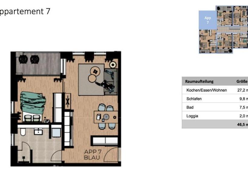 Апартаменты 1 Спальня Вид на Сад, Boardinghome Oldenburg