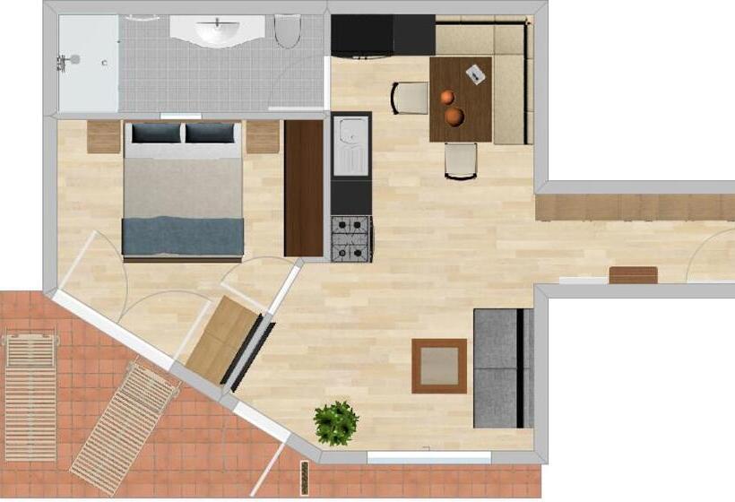 شقة غرفة واحدة, Gasthof Bergblick