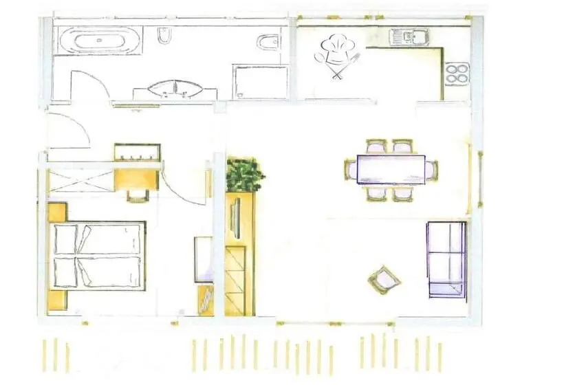 バルコニー付き1ベッドルームアパートメント, Försterhaus & Haus Andrea