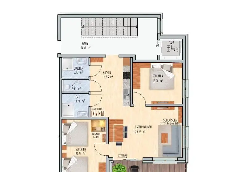 景色の見える一ベッドルームアパートメント, Damüls Appartements