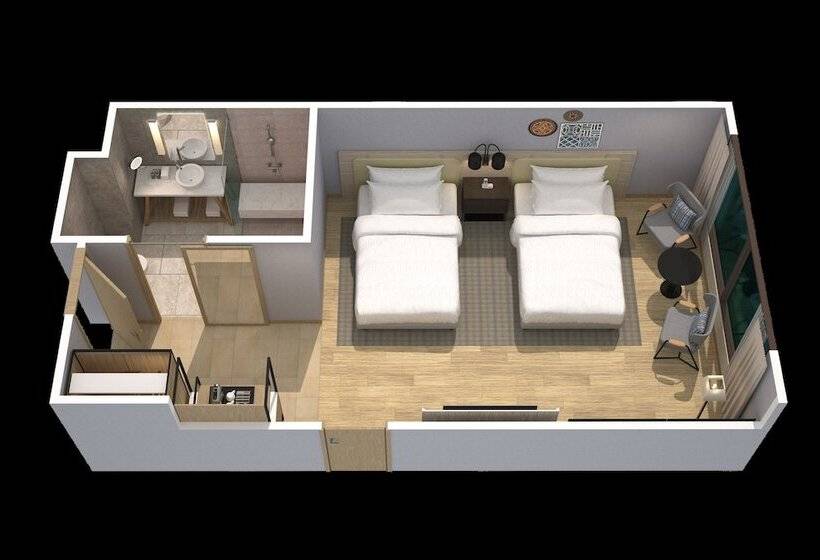 带2个双人床的标准工作室, Four Points By Sheraton Phuket Patong Beach Resort