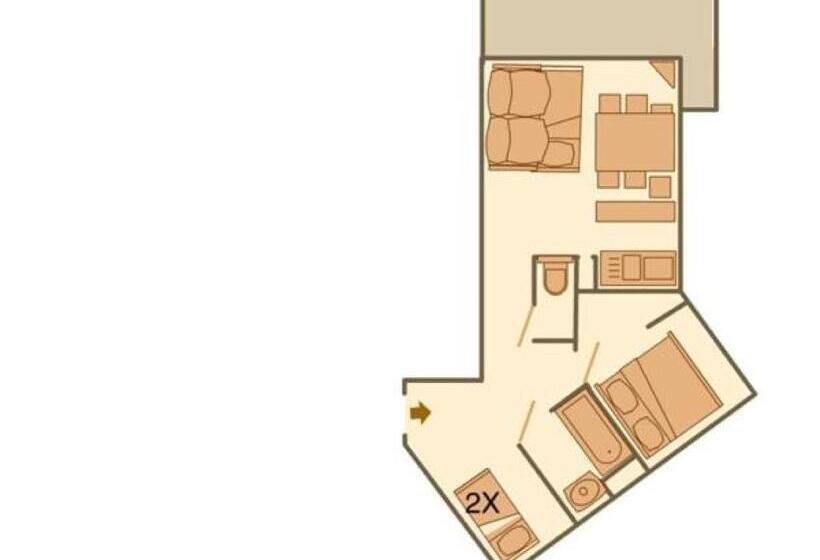 آپارتمان 1 خوابه, Résidence Le Chamois D Or