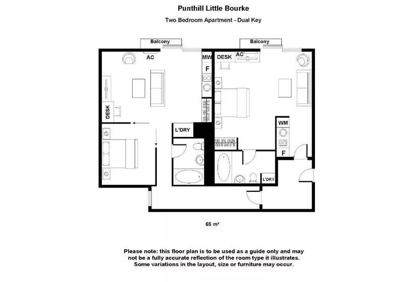 ２ベッドルームアパートメント, Punthill Apartment Hotel   Little Bourke