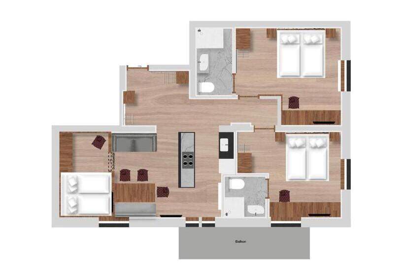 침실 3개 아파트, Hofgut Apartment & Lifestyle Resort Wagrain