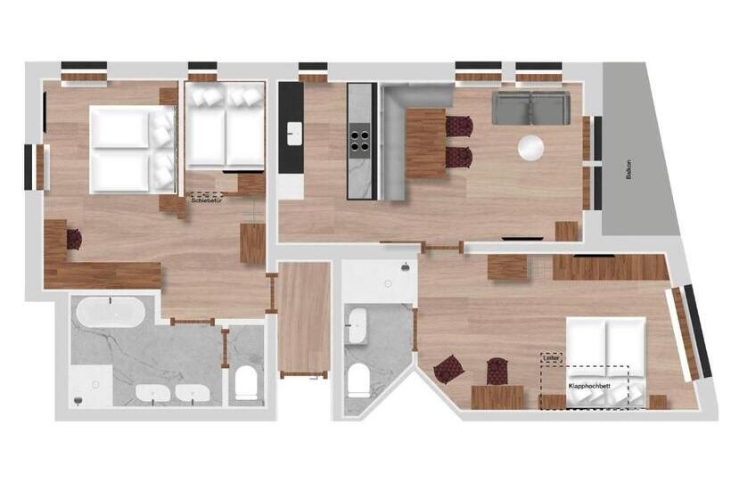 Апартаменты 2 Спальни, Hofgut Apartment & Lifestyle Resort Wagrain