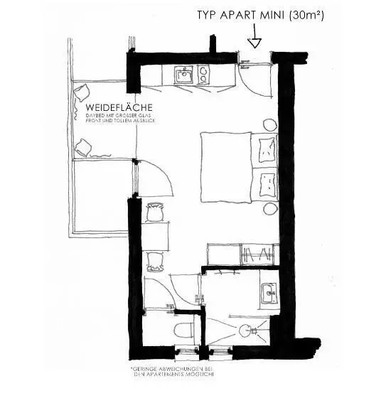 １ベッドルームアパートメント, Apart & Suiten Hotel Weiden