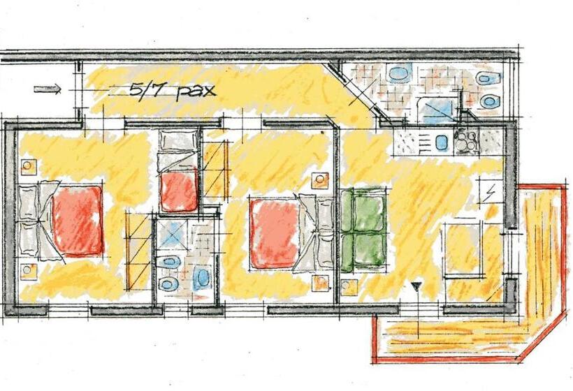 شقة غرفتين نوم مزودة بشُرفة, Appartamenti Residence La Roggia