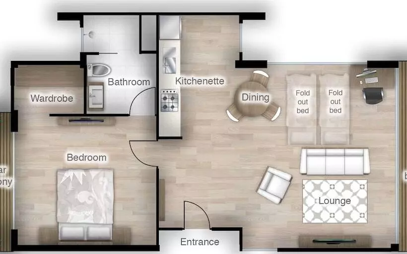 آپارتمان 1 خوابه با بالکن, Studio 365 Serviced Apartments