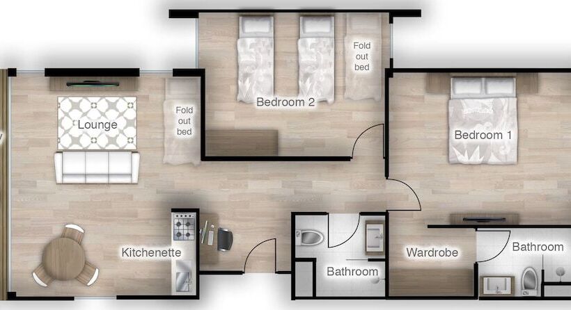 آپارتمان 2 خوابه با بالکن, Studio 365 Serviced Apartments