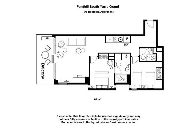 ２ベッドルームアパートメント, Punthill South Yarra Grand
