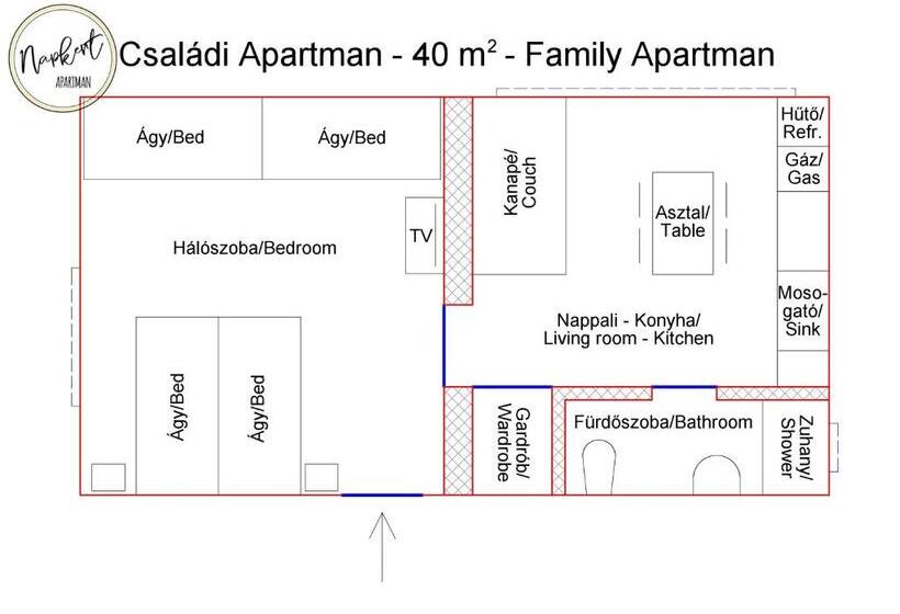 带1个卧室的公寓, Napkert Apartman
