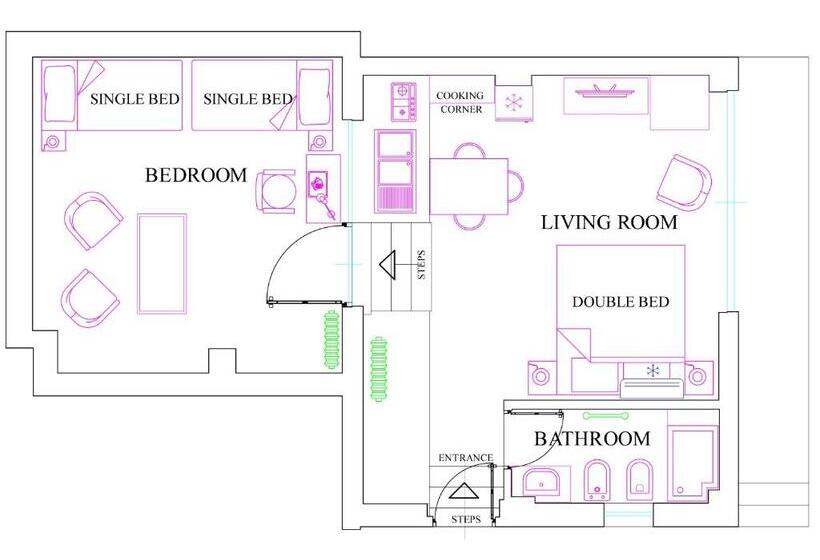 침실 1개 가든 전망 아파트, B&b Le Palme